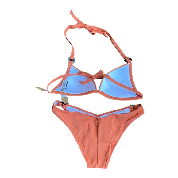 VICTORIA’S SECRET Halter Triangle Cheeky Bottom Rings Bikini Swimsuit in Rust - Picture 2 of 2